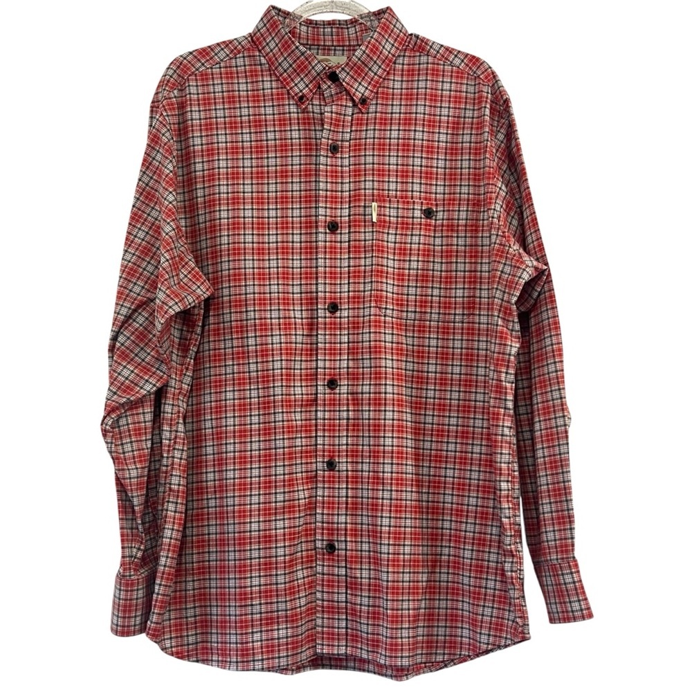 Bob Timberlake Mens Red Plaid Button Up Top Size Large